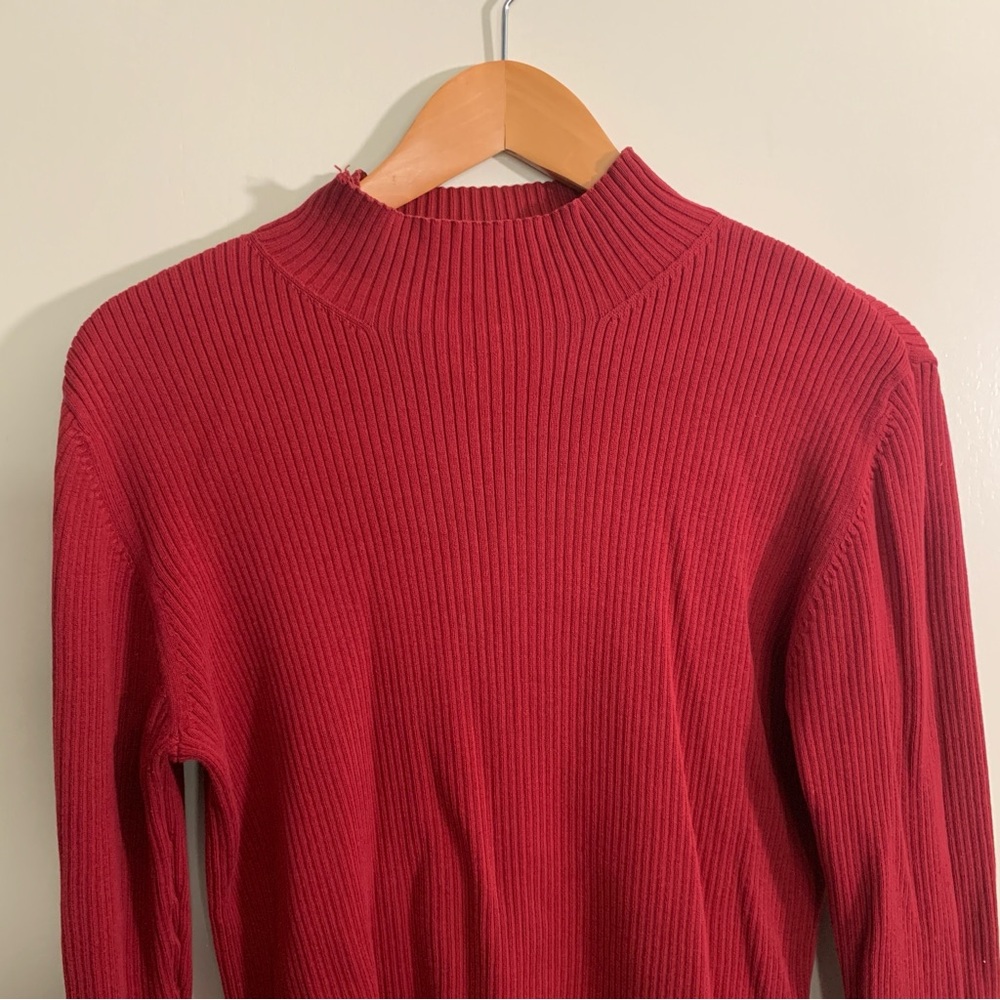 Nordstrom Red Ribbed Women's Sweater 100% cotton - Picture 4 of 12